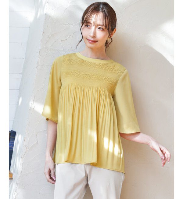 ikka「マジョリカ3段プリーツブラウス」|シャツ・ブラウス|イエロー