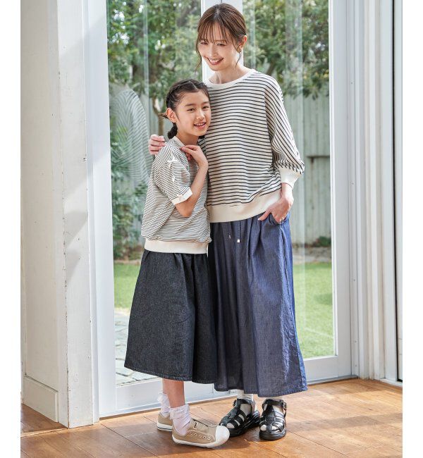 ikka kids「【親子コーデ】 フライス袖リボンドルマンプルオーバー (120cm~160cm)」|Tシャツ・カットソー|
