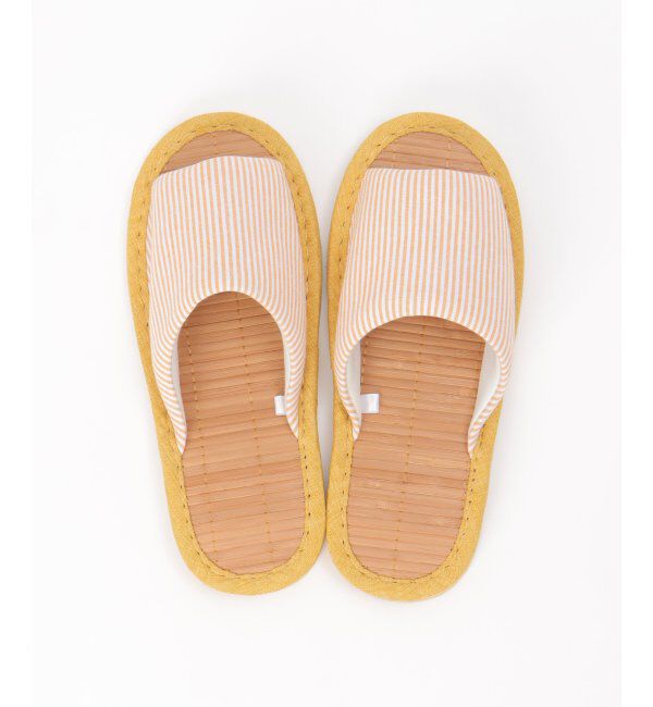 Lbc with Life「茶竹ストライプ柄スリッパ」|ルームシューズ|