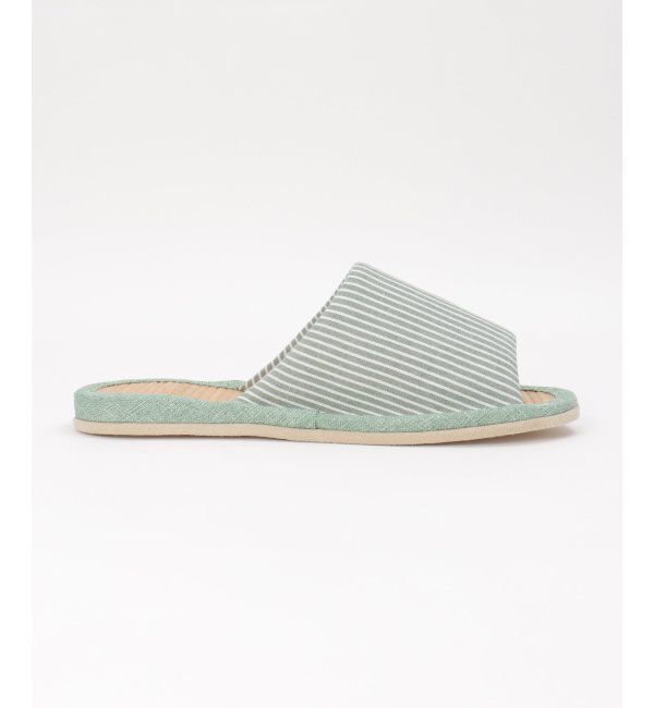 Lbc with Life「茶竹ストライプ柄スリッパ」|ルームシューズ|