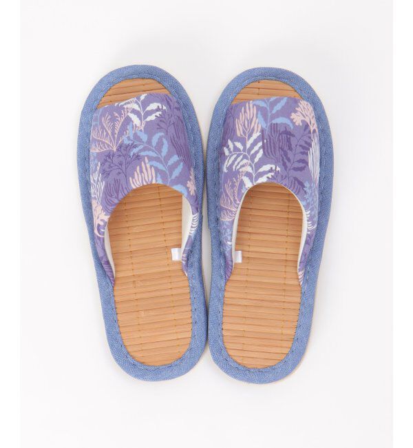 Lbc with Life「茶竹花柄スリッパ」|ルームシューズ|