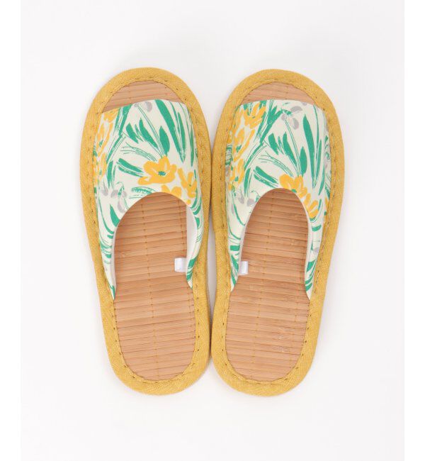 Lbc with Life「茶竹花柄スリッパ」|ルームシューズ|