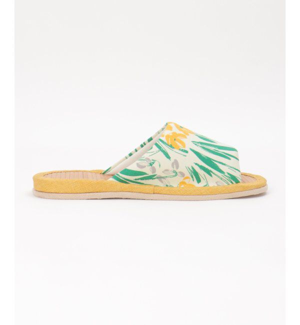 Lbc with Life「茶竹花柄スリッパ」|ルームシューズ|