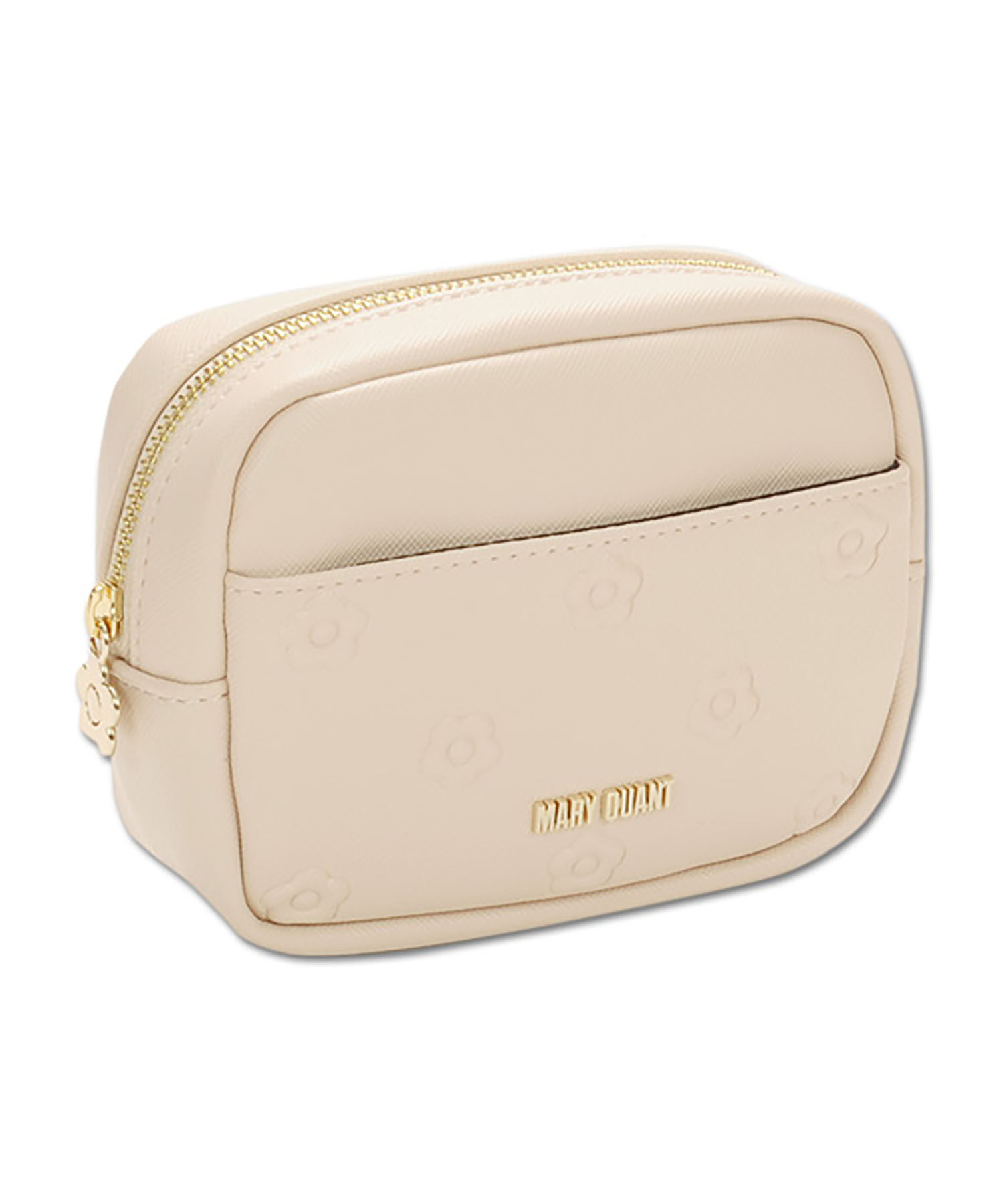MARY QUANT「シンプルエンボスデイジーミニポーチ」|ポーチ|ベージュ
