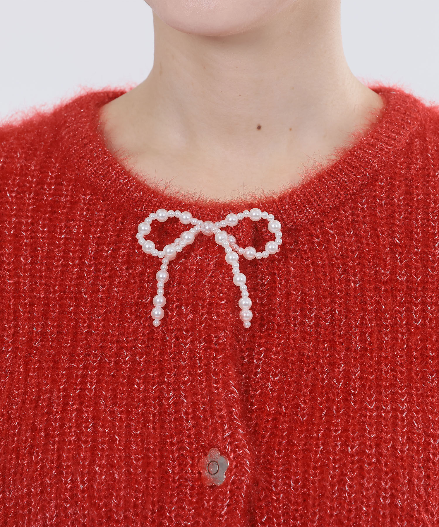 MARY QUANT「パールリボン カーディガン」|カーディガン|