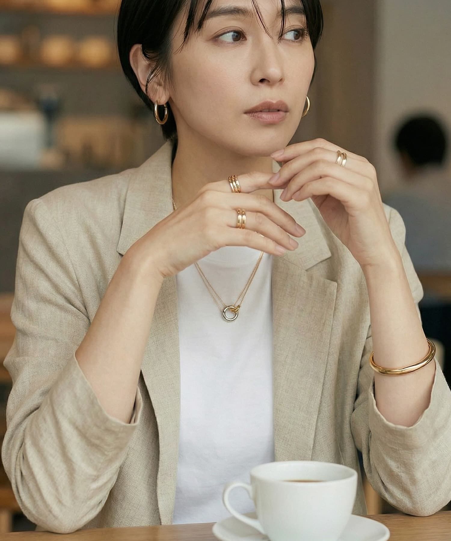 STYLE DELI「【DELI by】ダブルリングモチーフステンレスネックレス」|ネックレス|