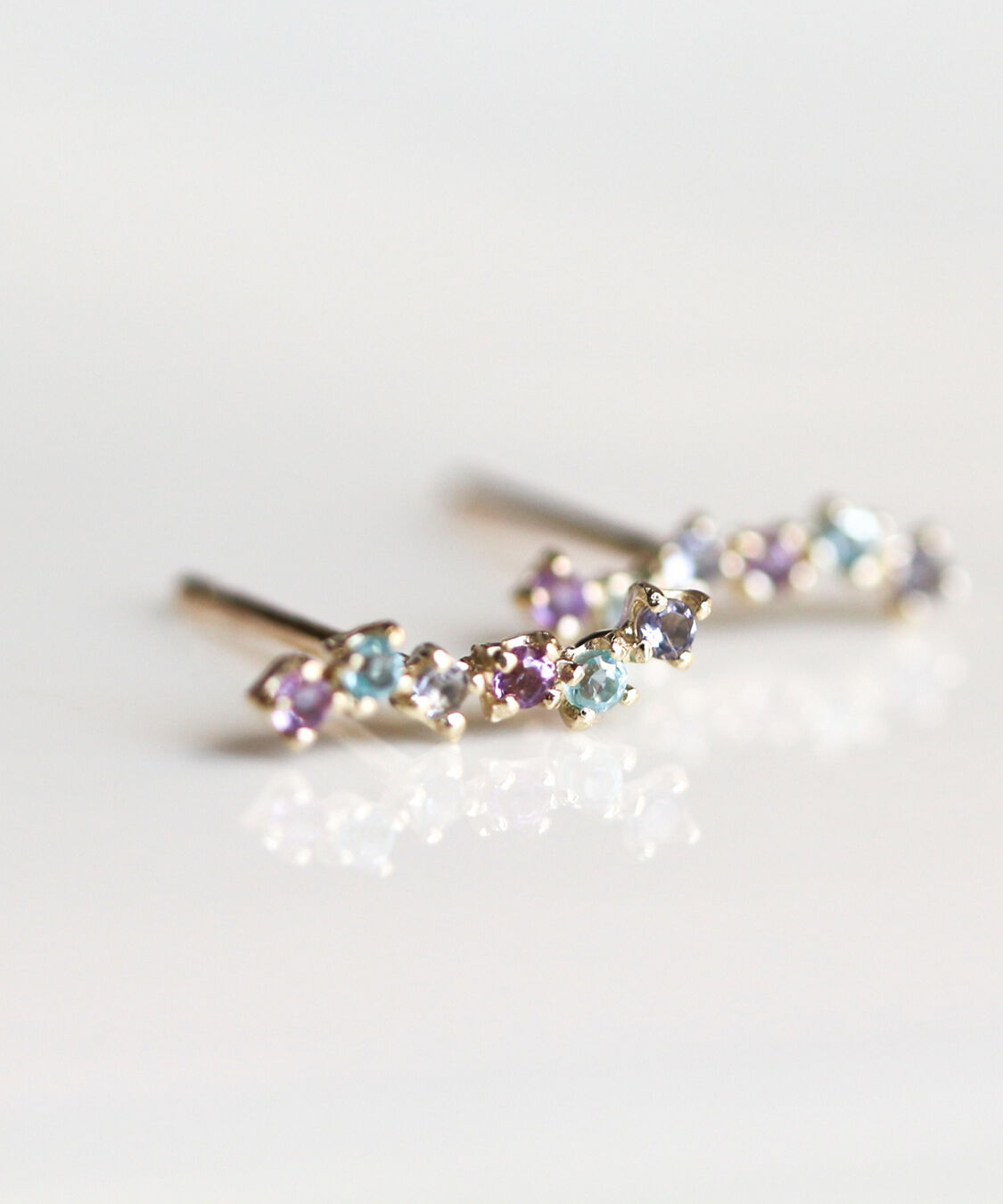  「マルチカラーブルーストーン ピアス  | K10YG」|ピアス|