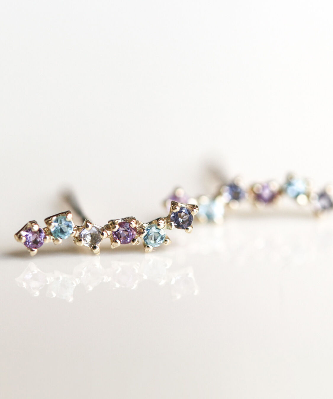  「マルチカラーブルーストーン ピアス  | K10YG」|ピアス|