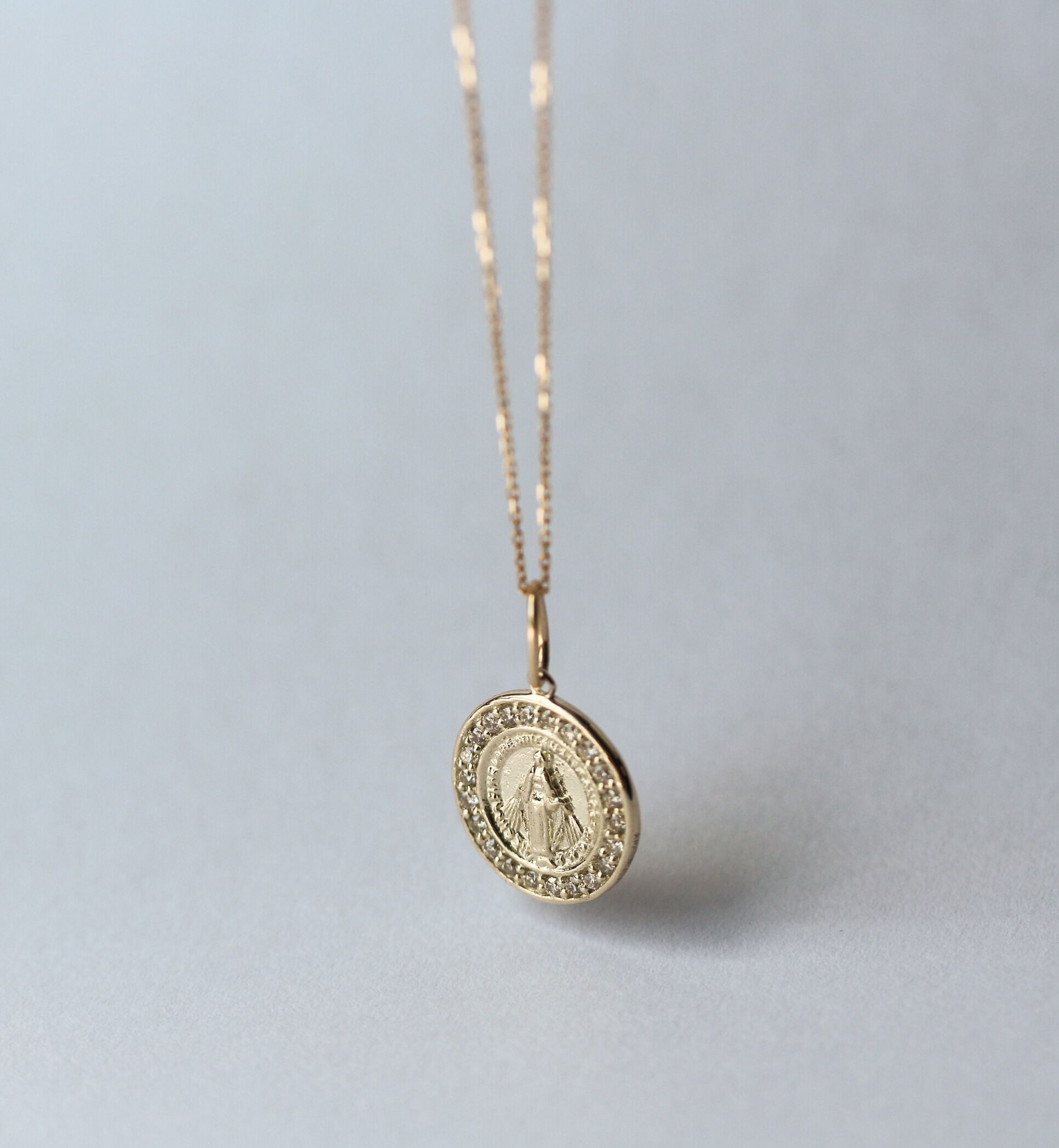  「ダイヤモンド 0.11ct コイン ネックレス | K10YG」|ネックレス|