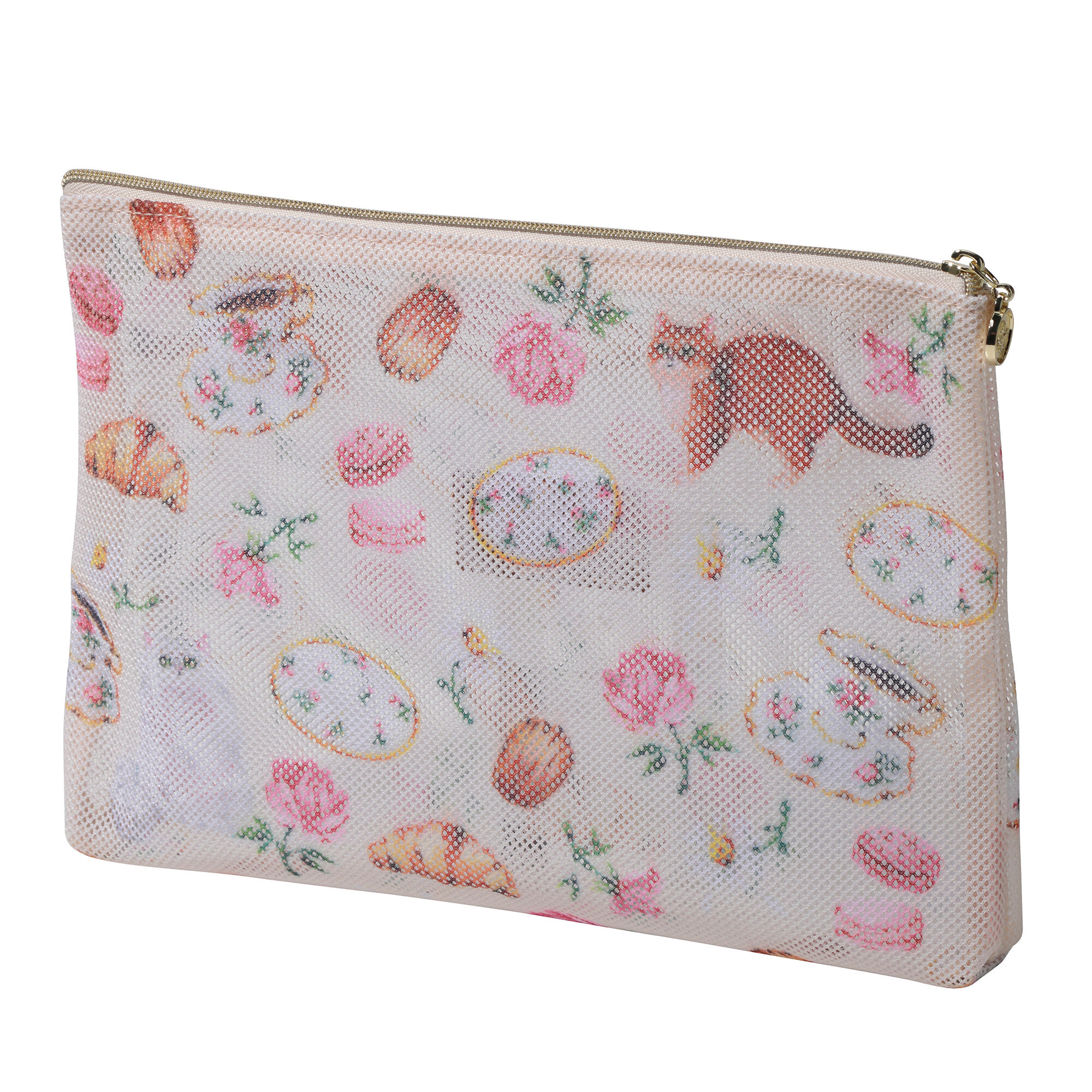 PAUL&JOE「プリントメッシュフラットポーチ／ポール＆ジョー」|ポーチ|