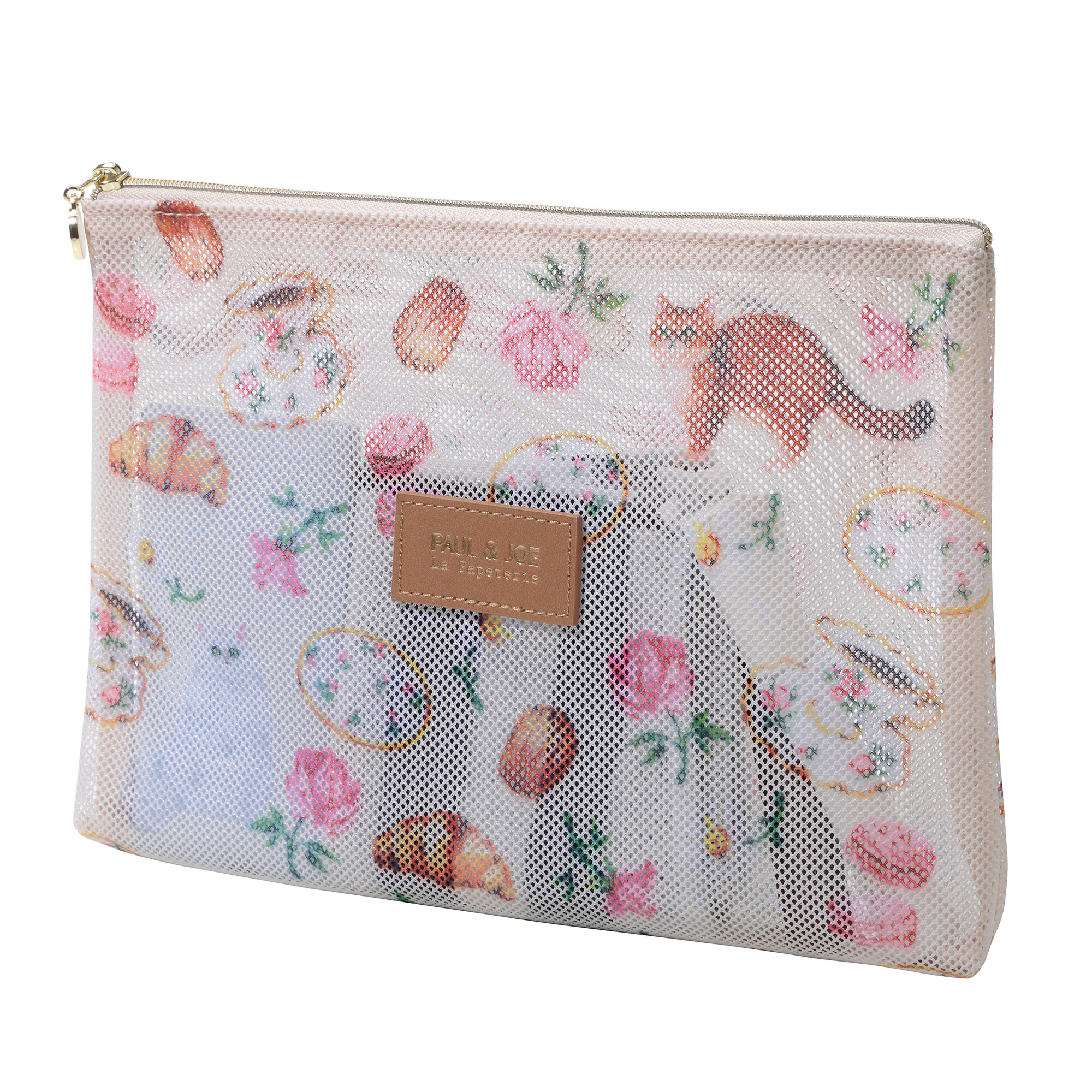 PAUL&JOE「プリントメッシュフラットポーチ／ポール＆ジョー」|ポーチ|