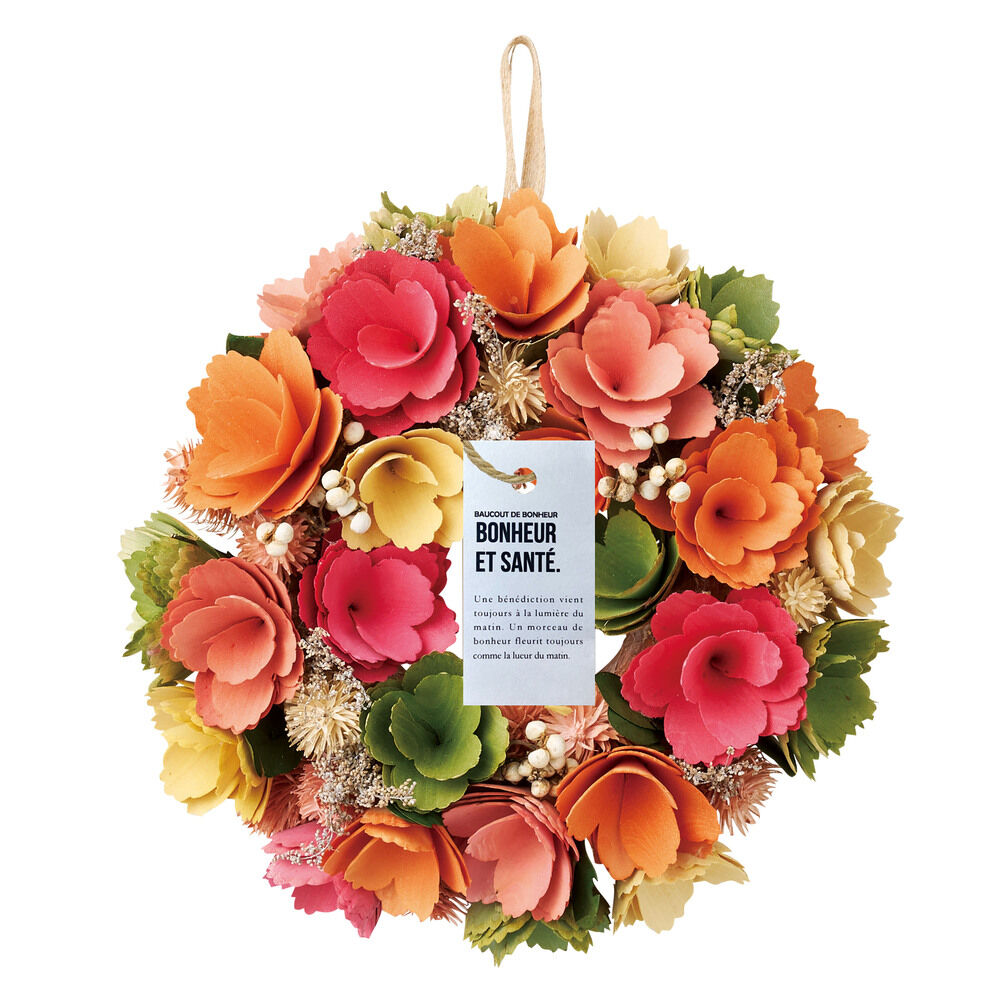 BACKYARD FAMILY「ナチュラル リース Mサイズ 玄関 M 通販 造花 フラワーギフト 飾り フェイクフラワー」|その他|ピンク2