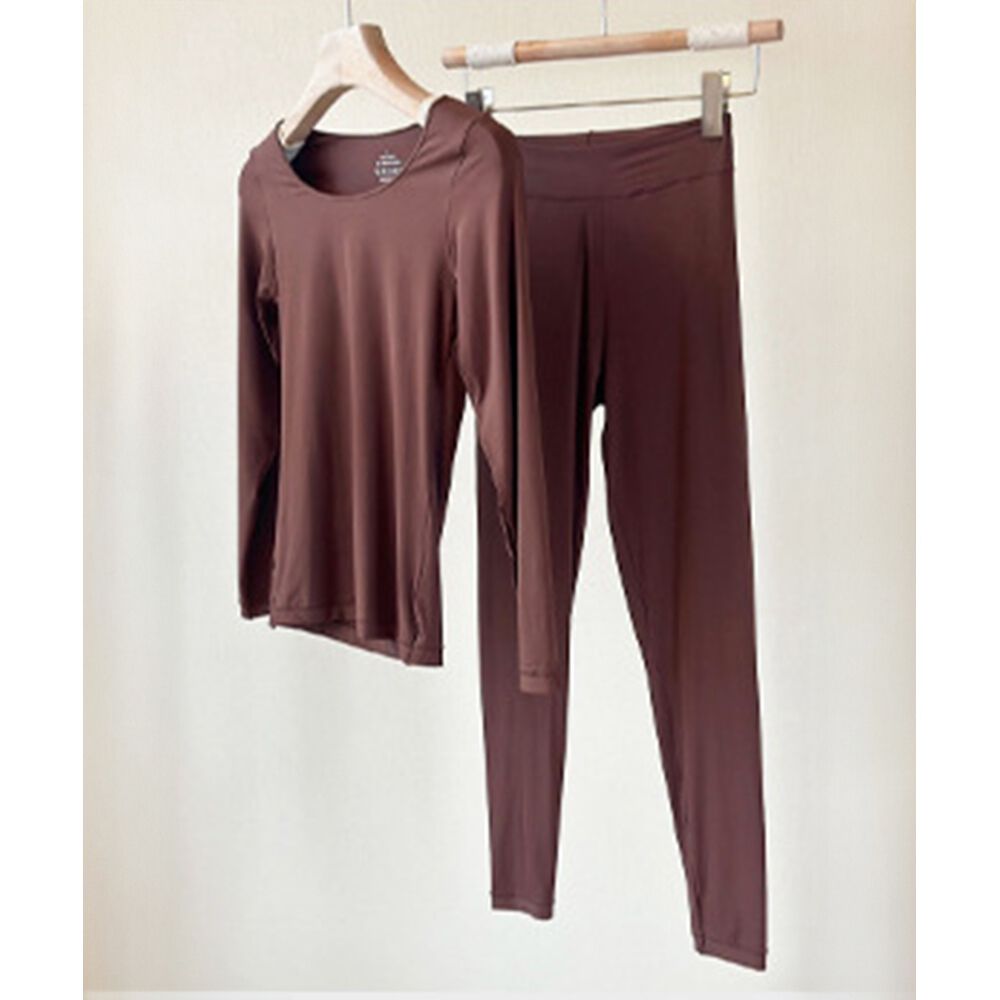 BACKYARD FAMILY「発熱インナー レギンス 長袖 セット 通販 あったかインナー 肌着 あったか 暖かインナー 発熱」|その他|ブラウン1