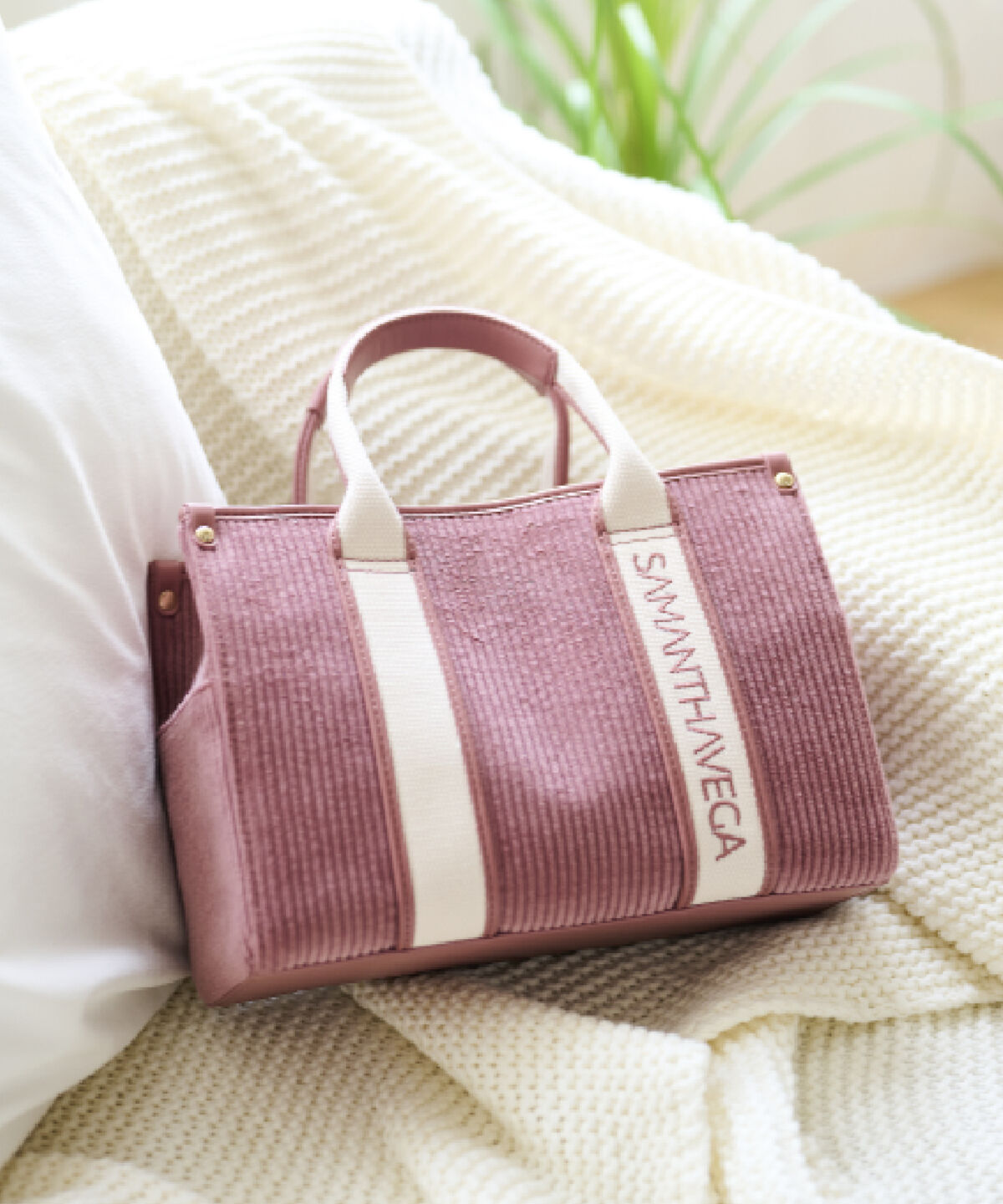 Samantha Vega「ロゴテープコーデュロイトート（小）」|ハンドバッグ|