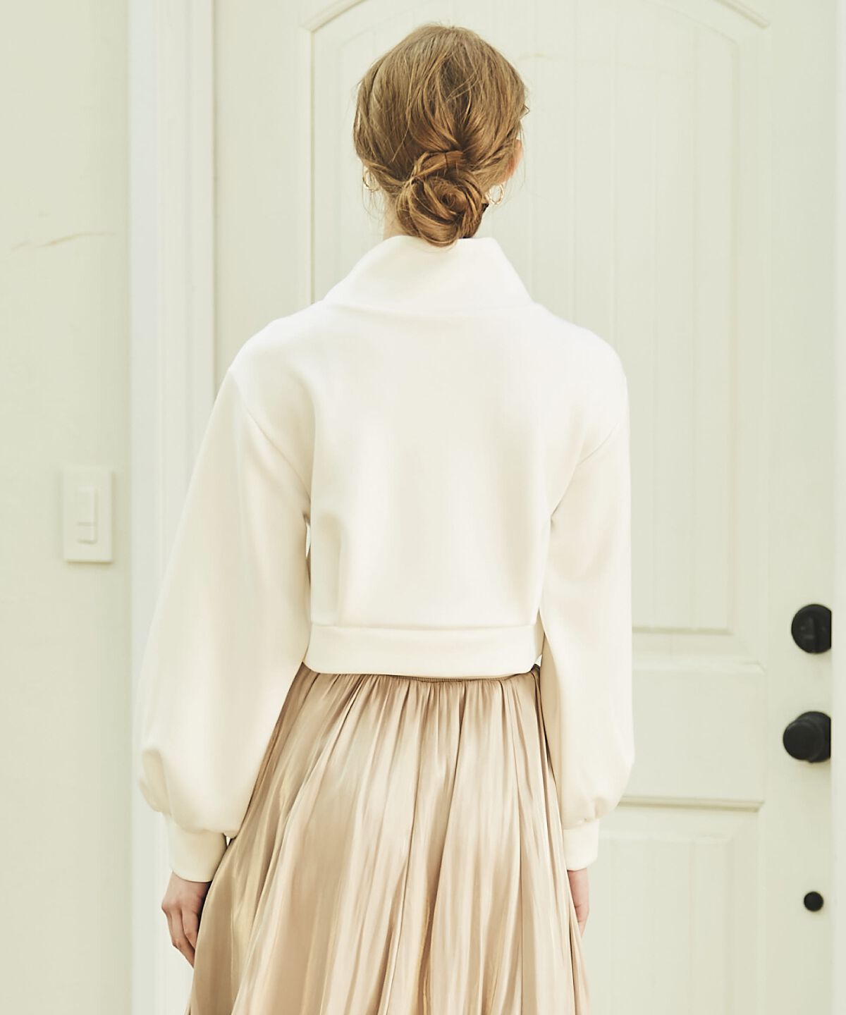 アンドクチュール「刺繍入りZIPカーデプルオーバー」|カーディガン|