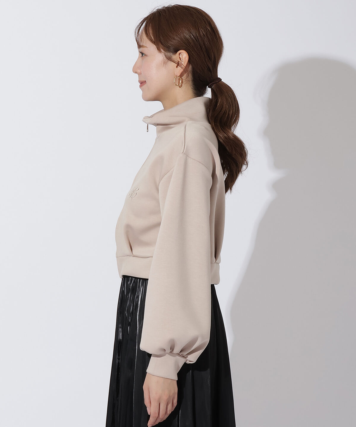 アンドクチュール「刺繍入りZIPカーデプルオーバー」|カーディガン|