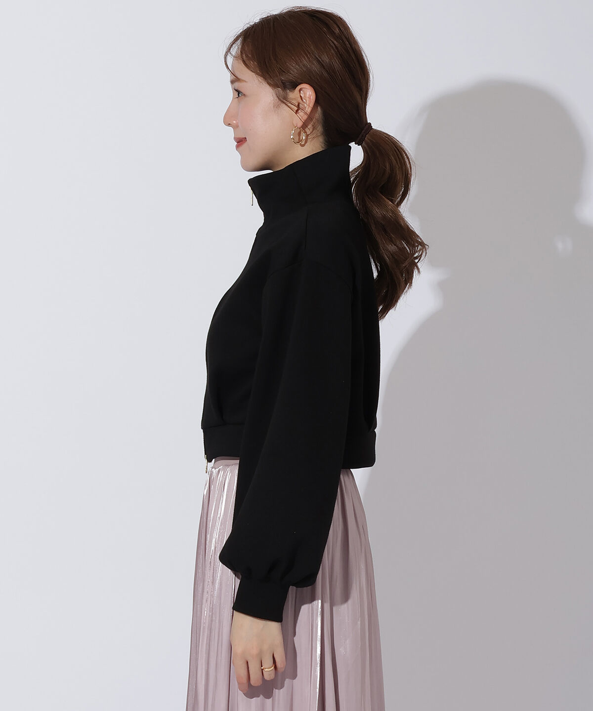 アンドクチュール「刺繍入りZIPカーデプルオーバー」|カーディガン|