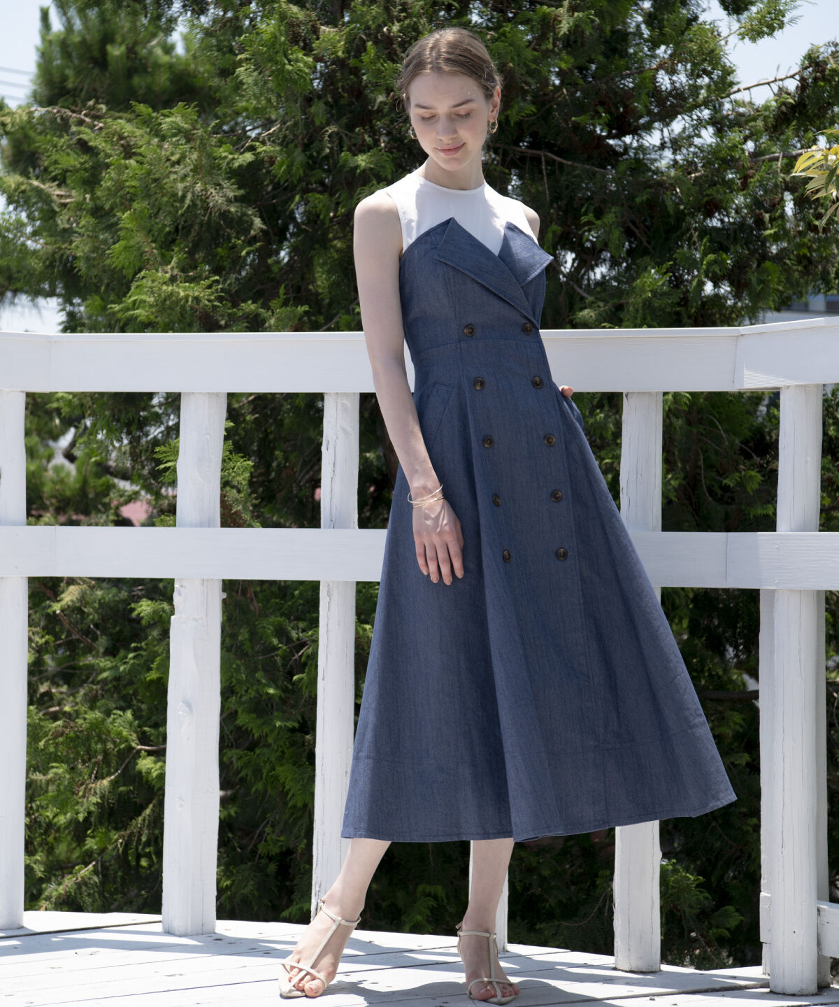 アンドクチュール「デニム切替トレンチワンピース」|ワンピース|