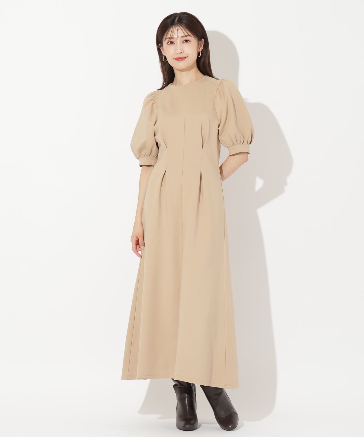 アンドクチュール「ポンチウエストタックワンピース」|ワンピース|