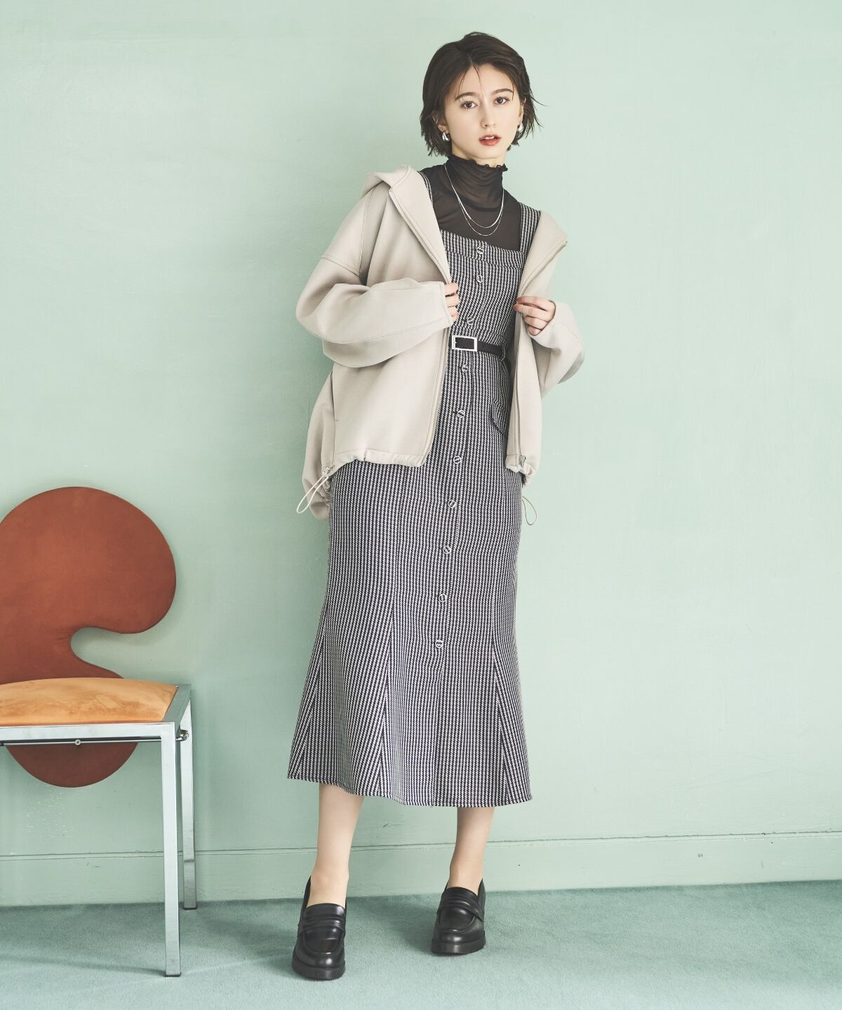 アンドクチュール「ダンボールポンチフーディーブルゾン」|ブルゾン・スタジャン|