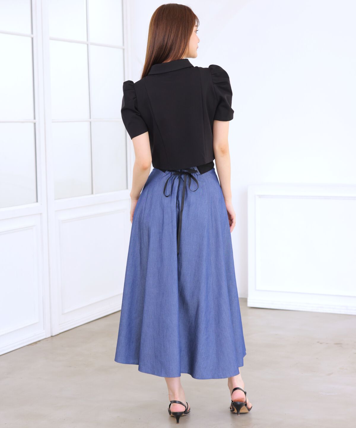 アンドクチュール「サイドリブシャンブレーデニムスカート」|スカート|