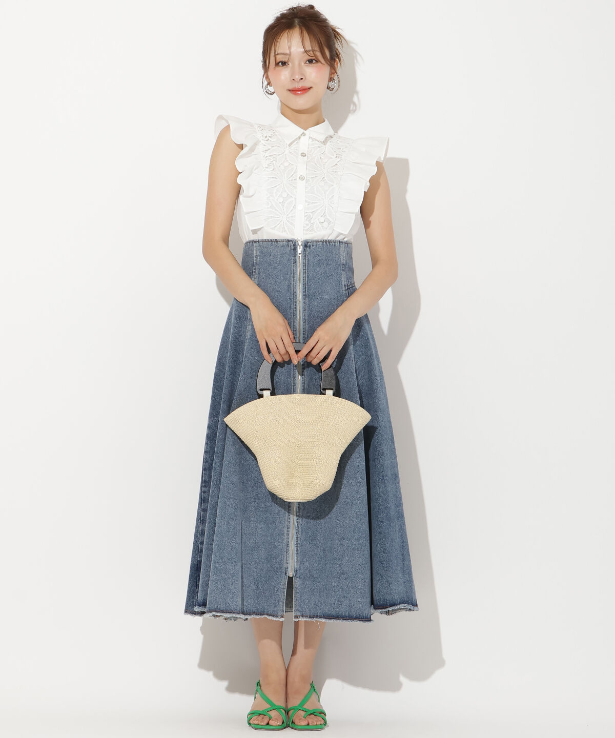 アンドクチュール「センターZIPデニムスカート」|スカート|