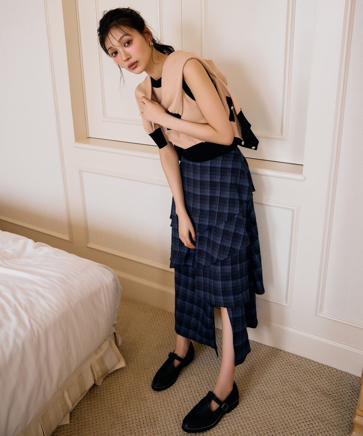 アンドクチュール「バイカラーアンサンブルニット」|カーディガン|