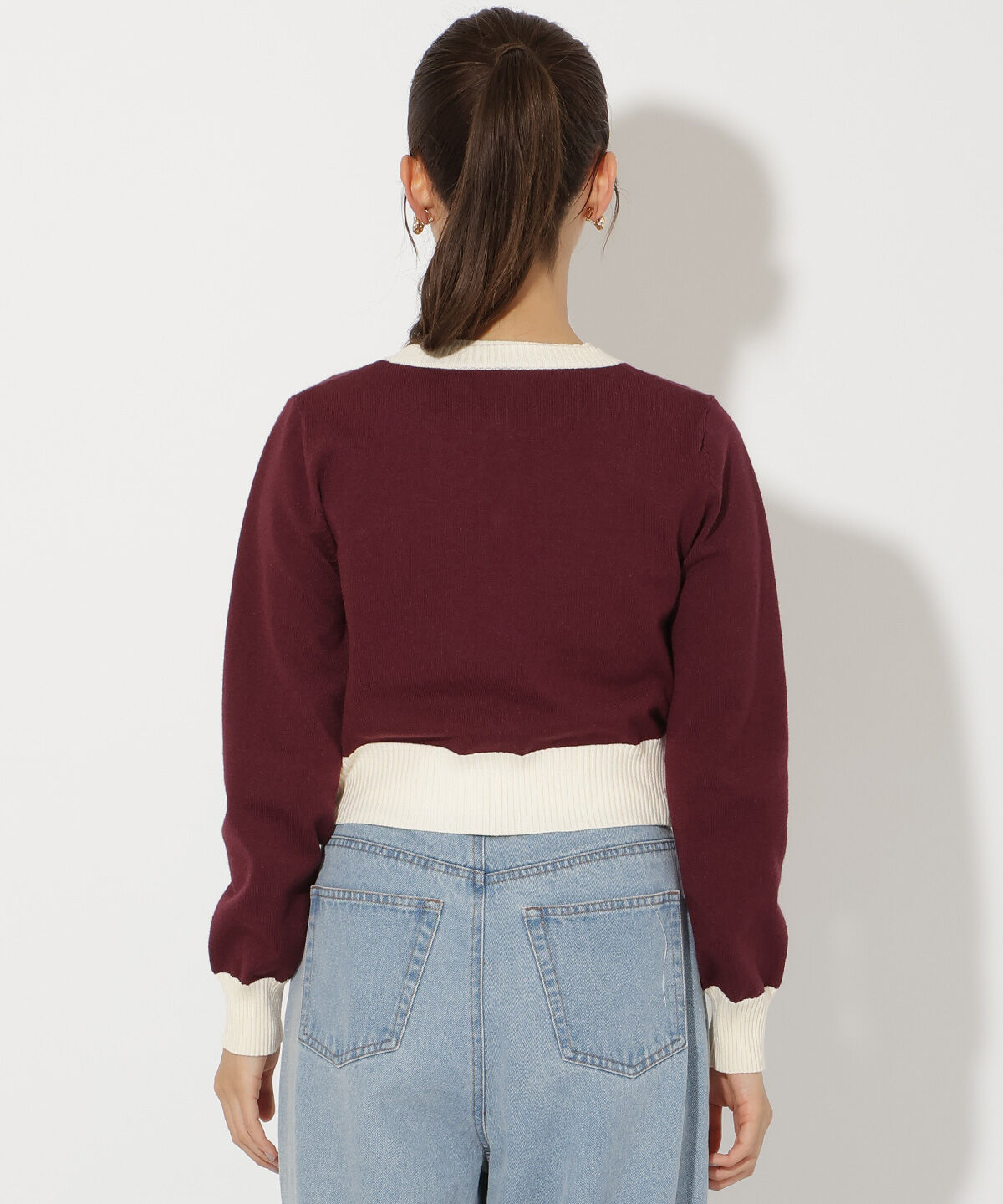 アンドクチュール「バイカラーアンサンブルニット」|カーディガン|