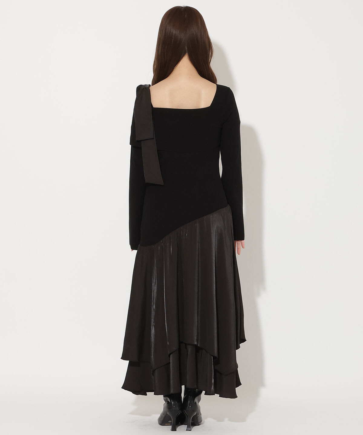 アンドクチュール「ショルダーリボンニットドッキングワンピース」|ワンピース|