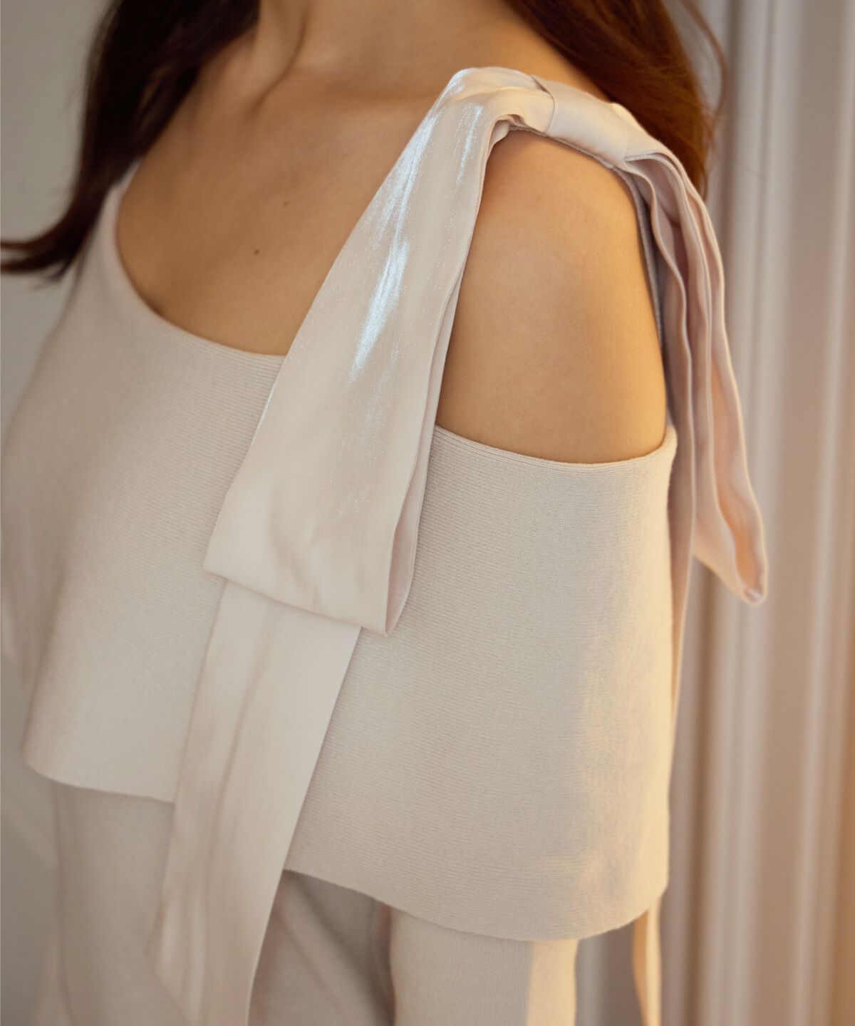 アンドクチュール「ショルダーリボンニットドッキングワンピース」|ワンピース|