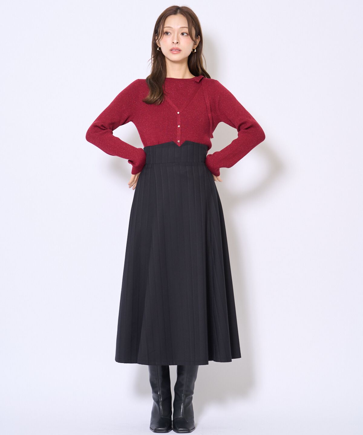 アンドクチュール「ビッグリボンフレアスカート」|フレア|