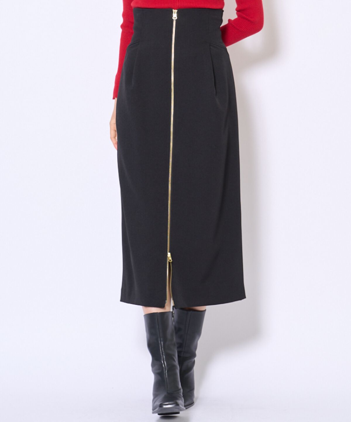 アンドクチュール「センターZIPスカート」|タイト|