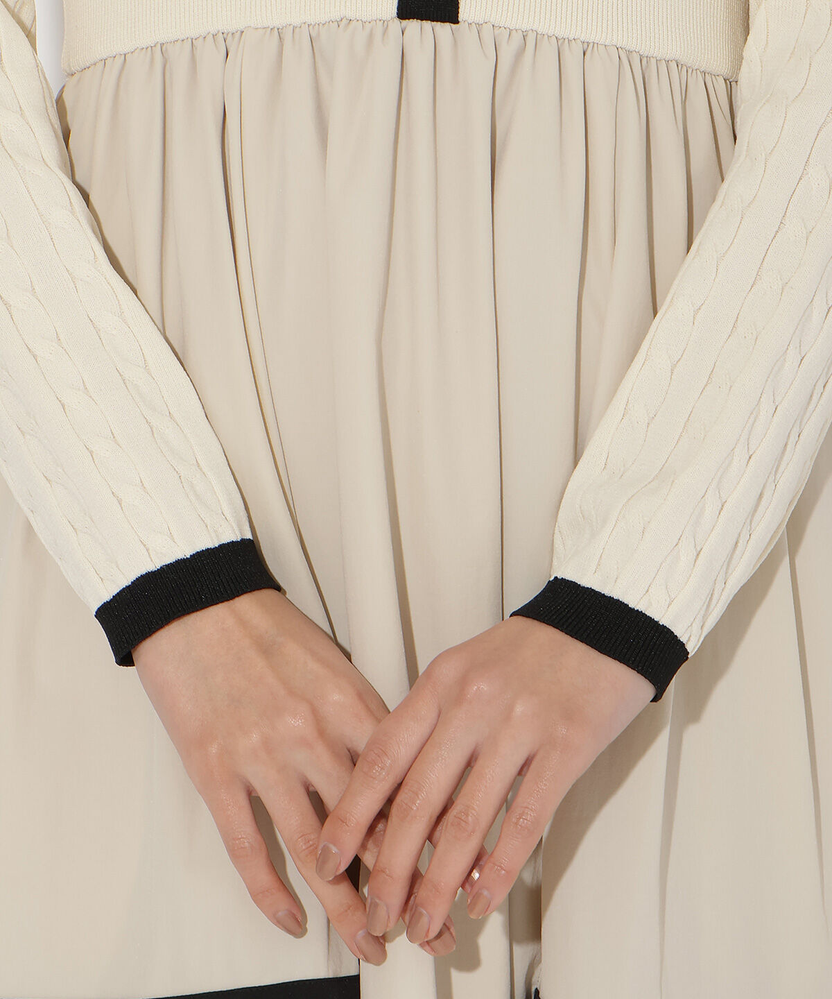 アンドクチュール「ケーブル編みニットドッキングワンピース」|ワンピース|