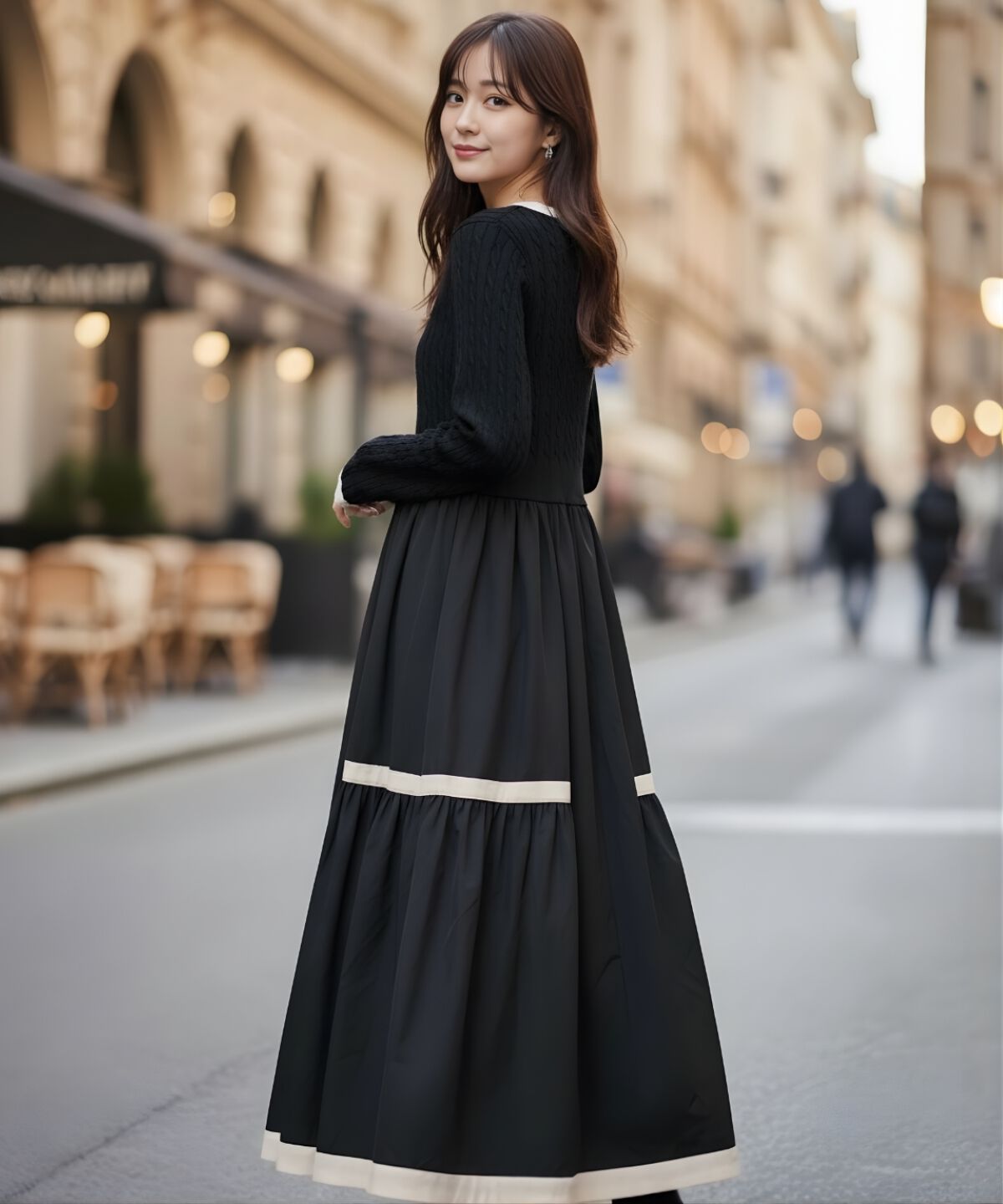 アンドクチュール「ケーブル編みニットドッキングワンピース」|ワンピース|