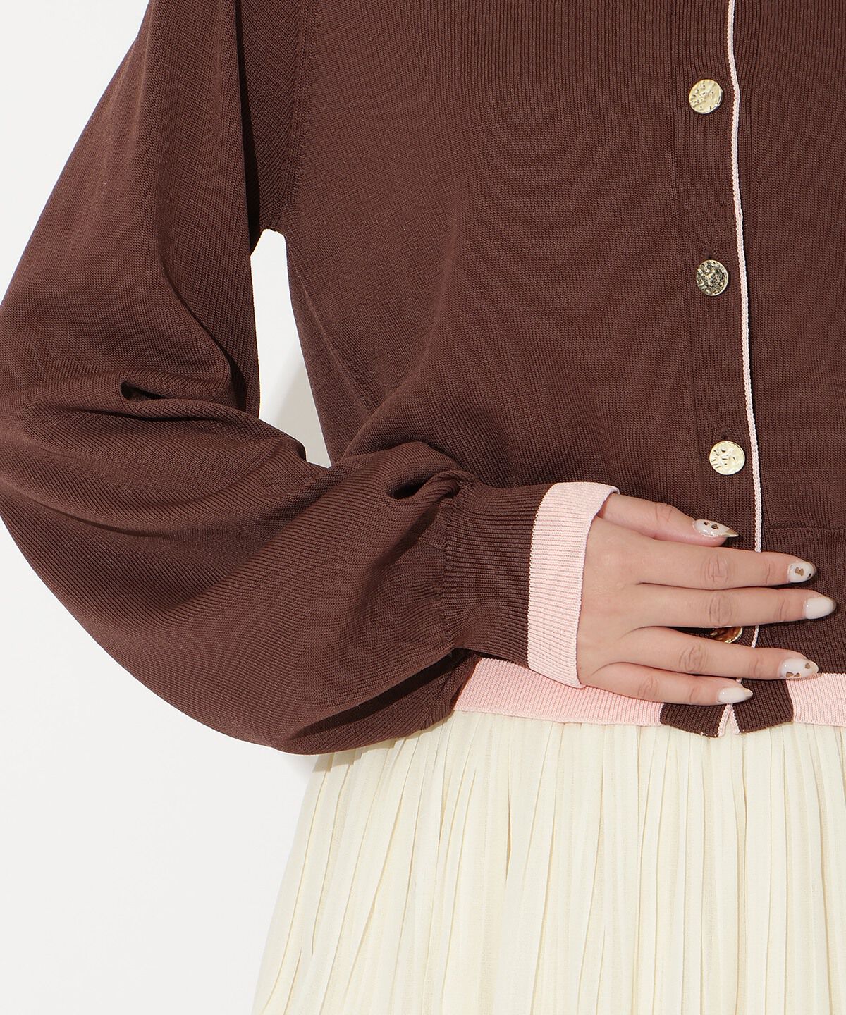 アンドクチュール「配色レイヤードライクニットカーディガン」|カーディガン|