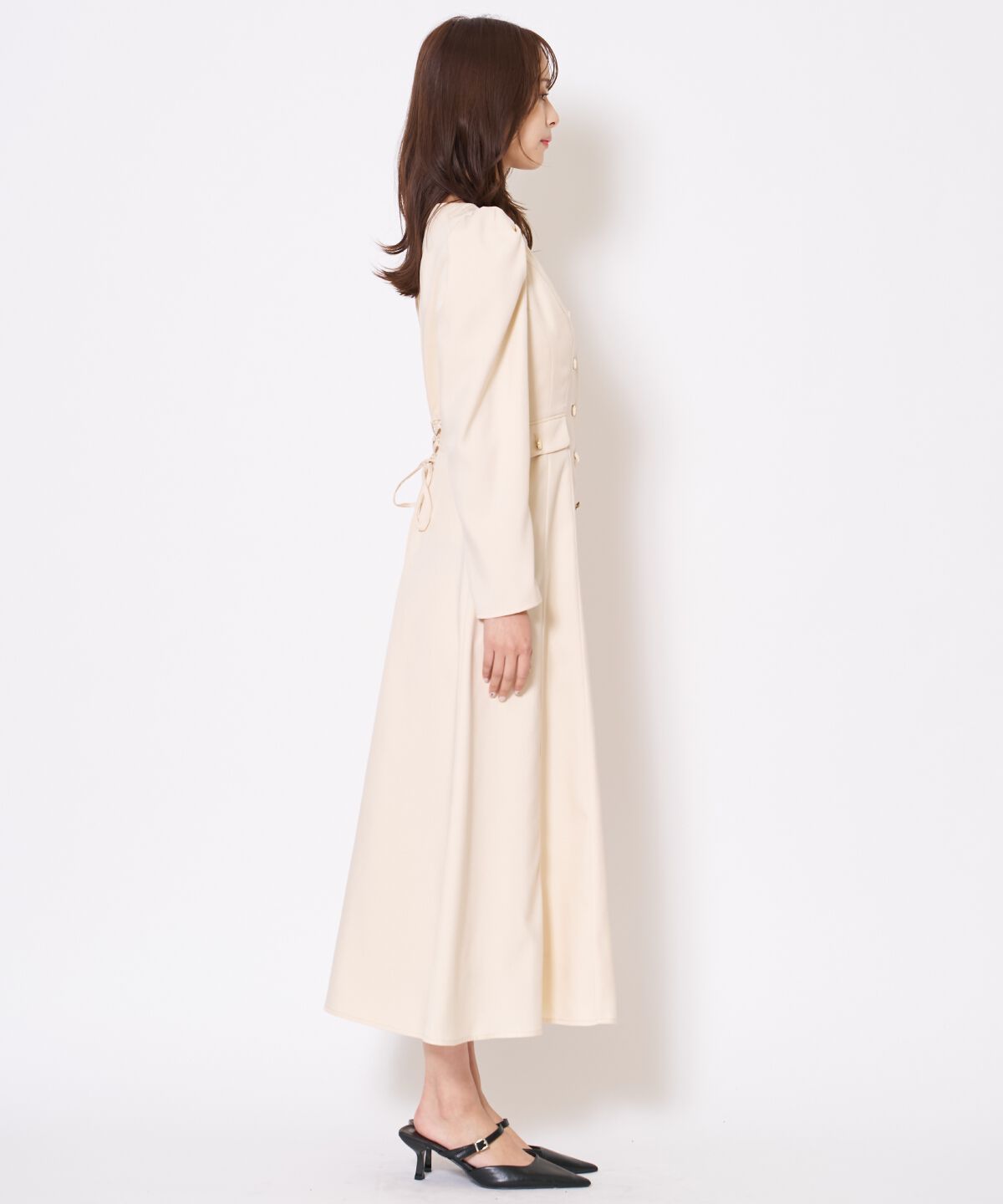 アンドクチュール「Vネックパフスリーブワンピース」|ワンピース|