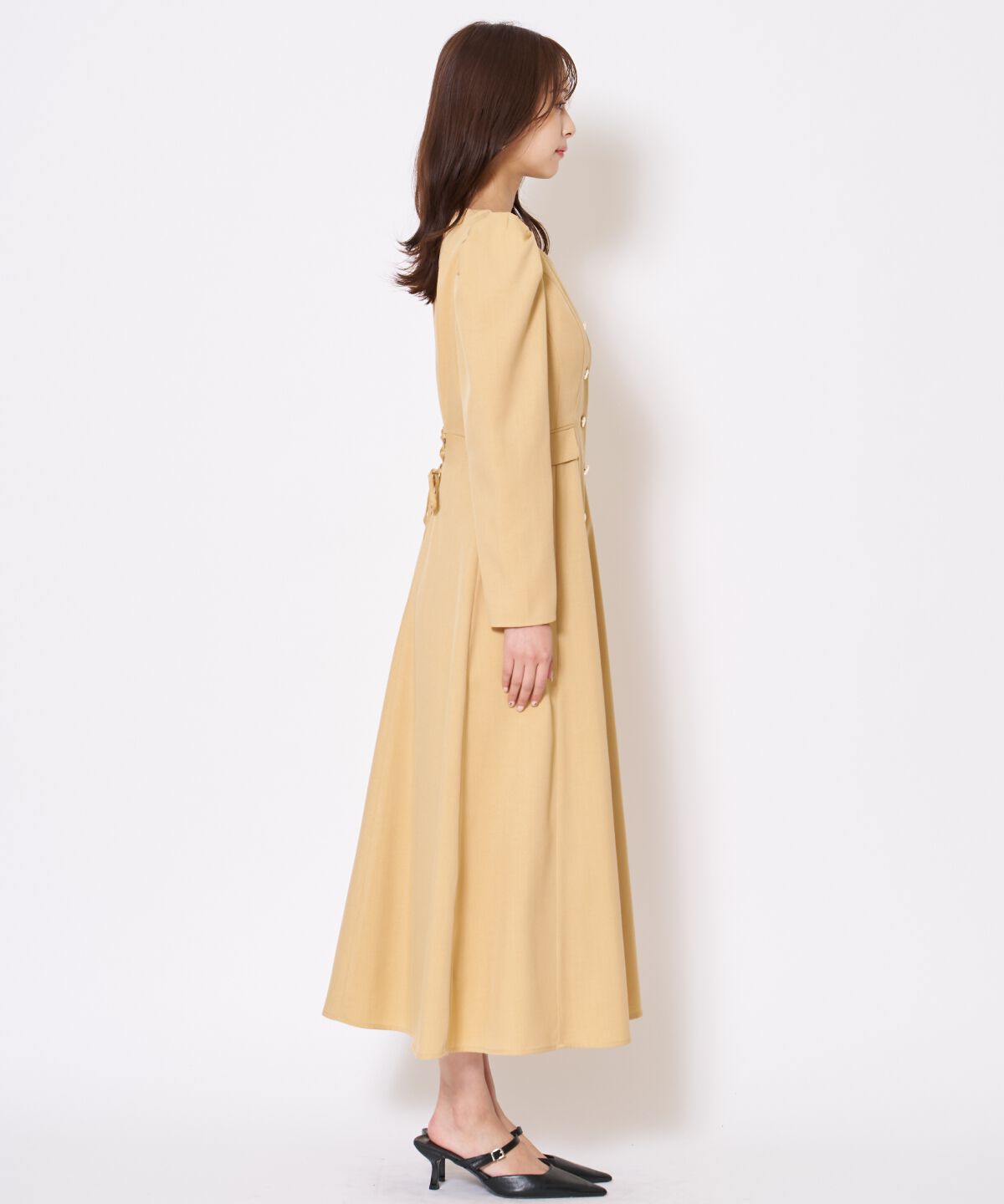 アンドクチュール「Vネックパフスリーブワンピース」|ワンピース|