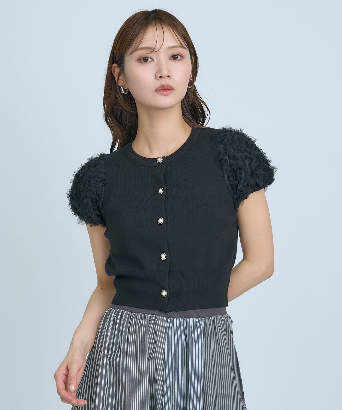 アンドクチュール「フラワーチュールスリーブカーディガン」|カーディガン|