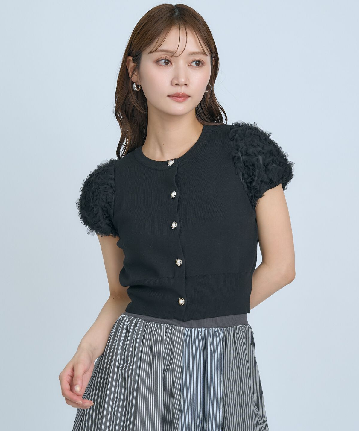 アンドクチュール「フラワーチュールスリーブカーディガン」|カーディガン|