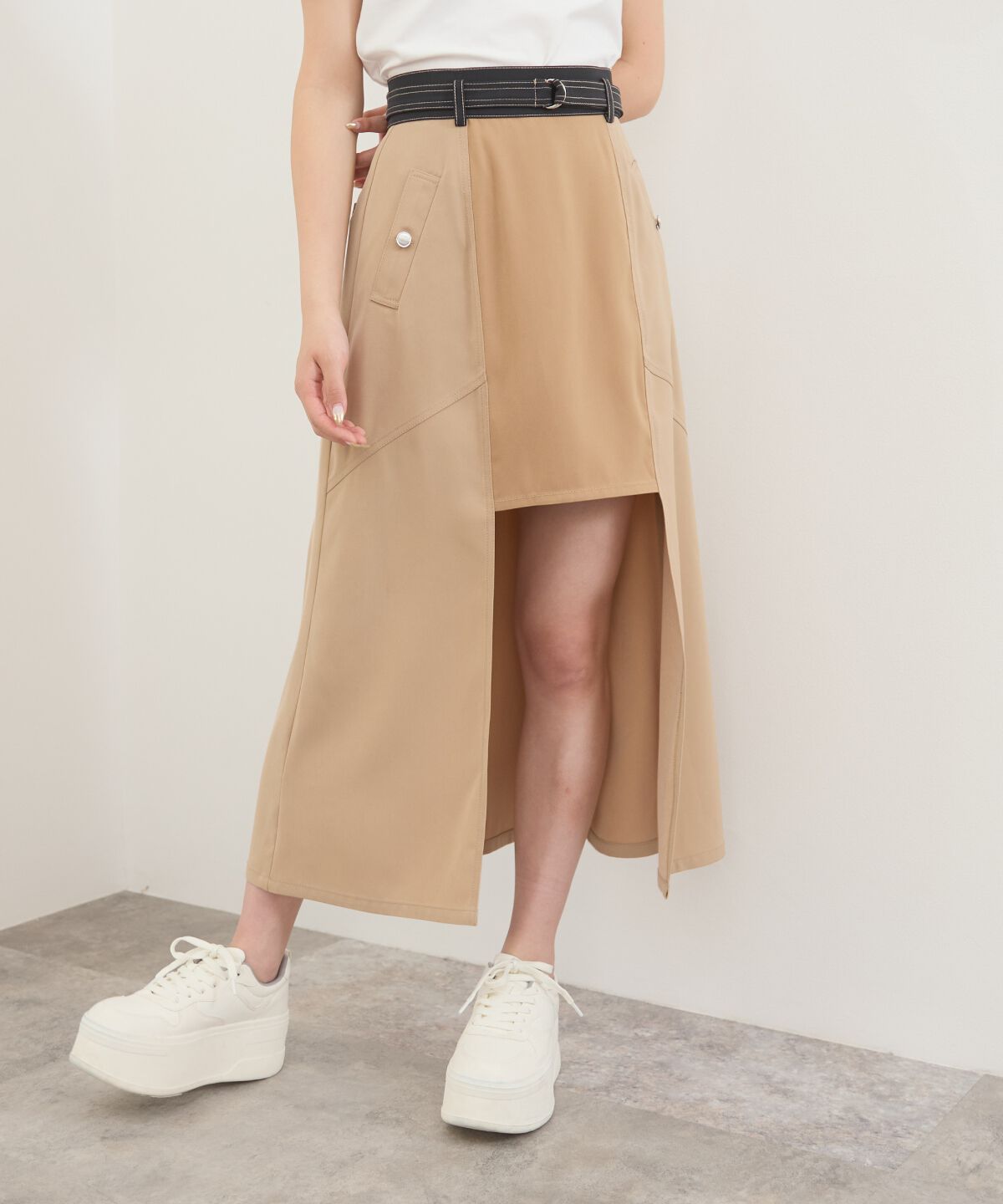 REDYAZEL「バイカラーパネルロングスカート」|台形|