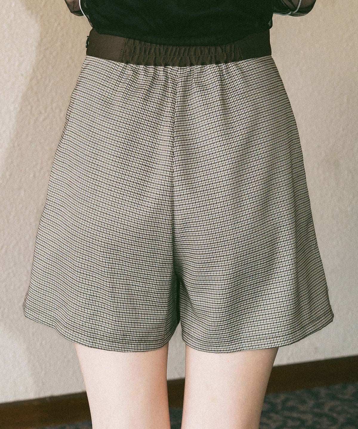 REDYAZEL「グレンチェックミニラップスカートライクショートパンツ」|台形|