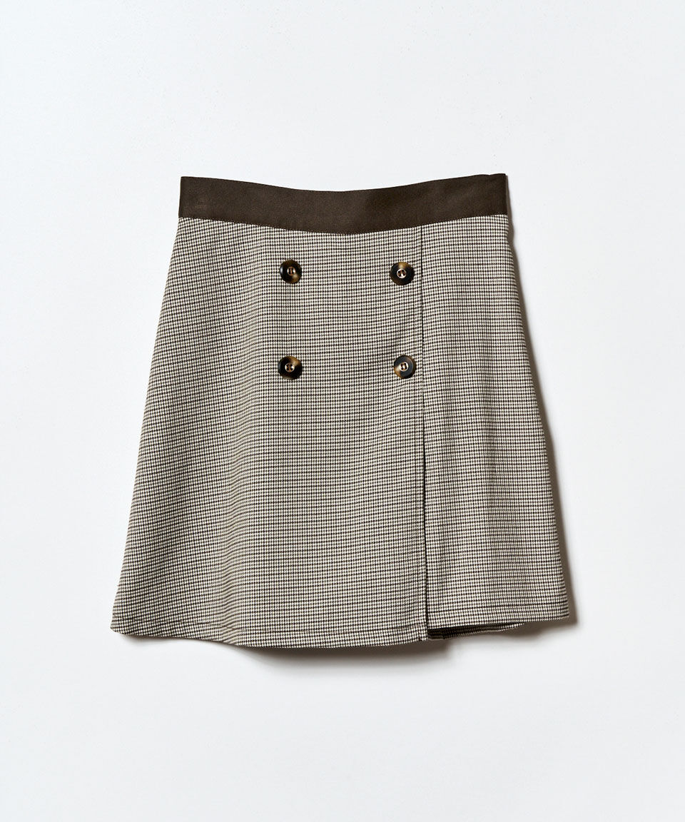 REDYAZEL「グレンチェックミニラップスカートライクショートパンツ」|台形|