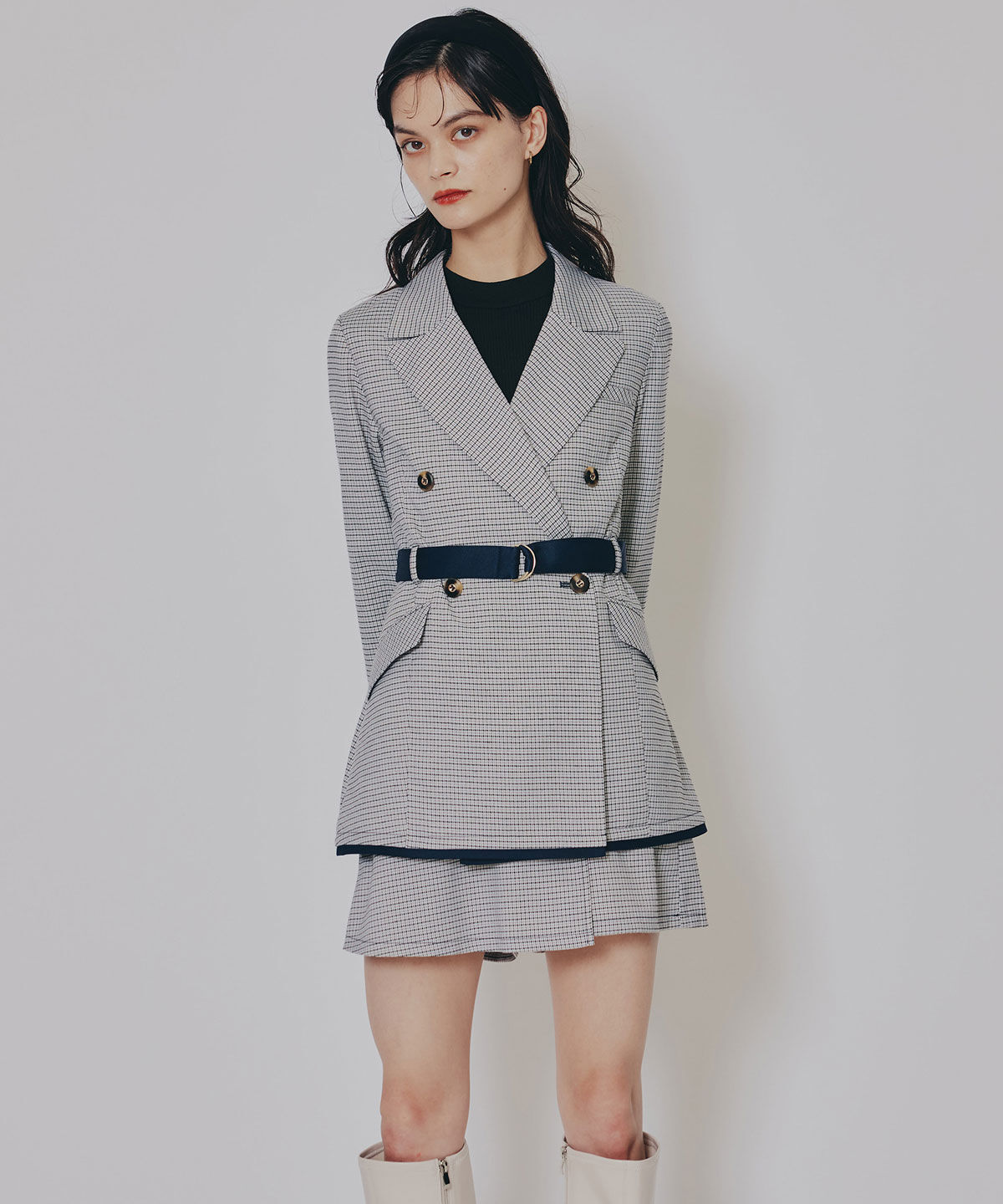 REDYAZEL「グレンチェックミニラップスカートライクショートパンツ」|台形|