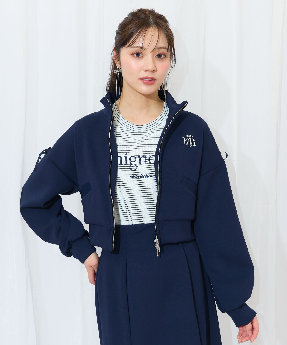 WILLSELECTION「ロゴ刺繍リボントラックジャケット」|パーカー|