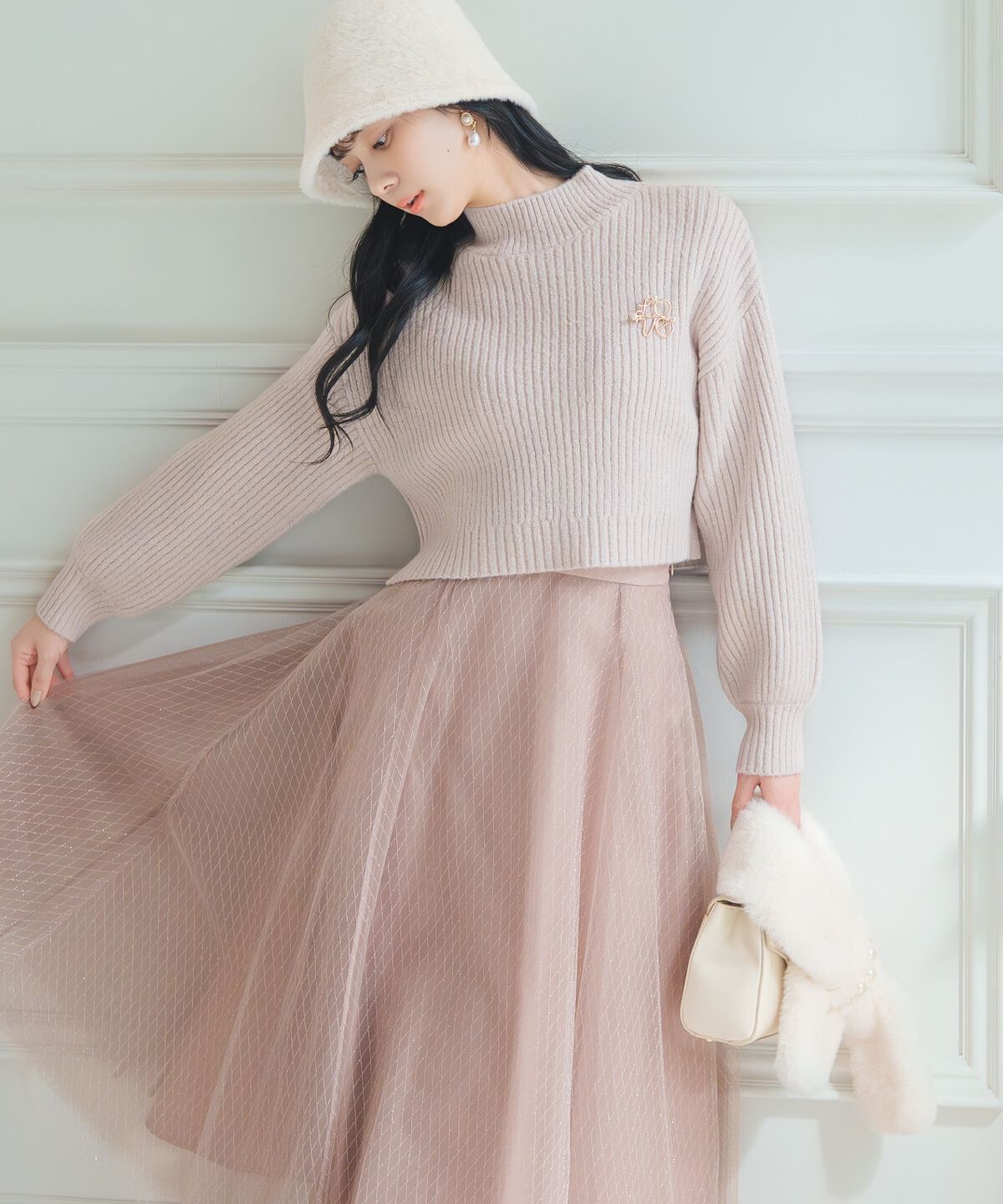 WILLSELECTION「ラメチュールボリュームスカート」|フレア|