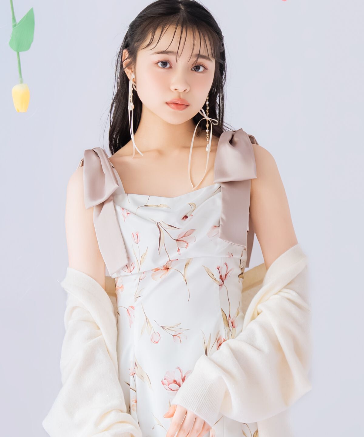 WILLSELECTION「リボンショルダーチューリップフレアワンピース」|ワンピース|