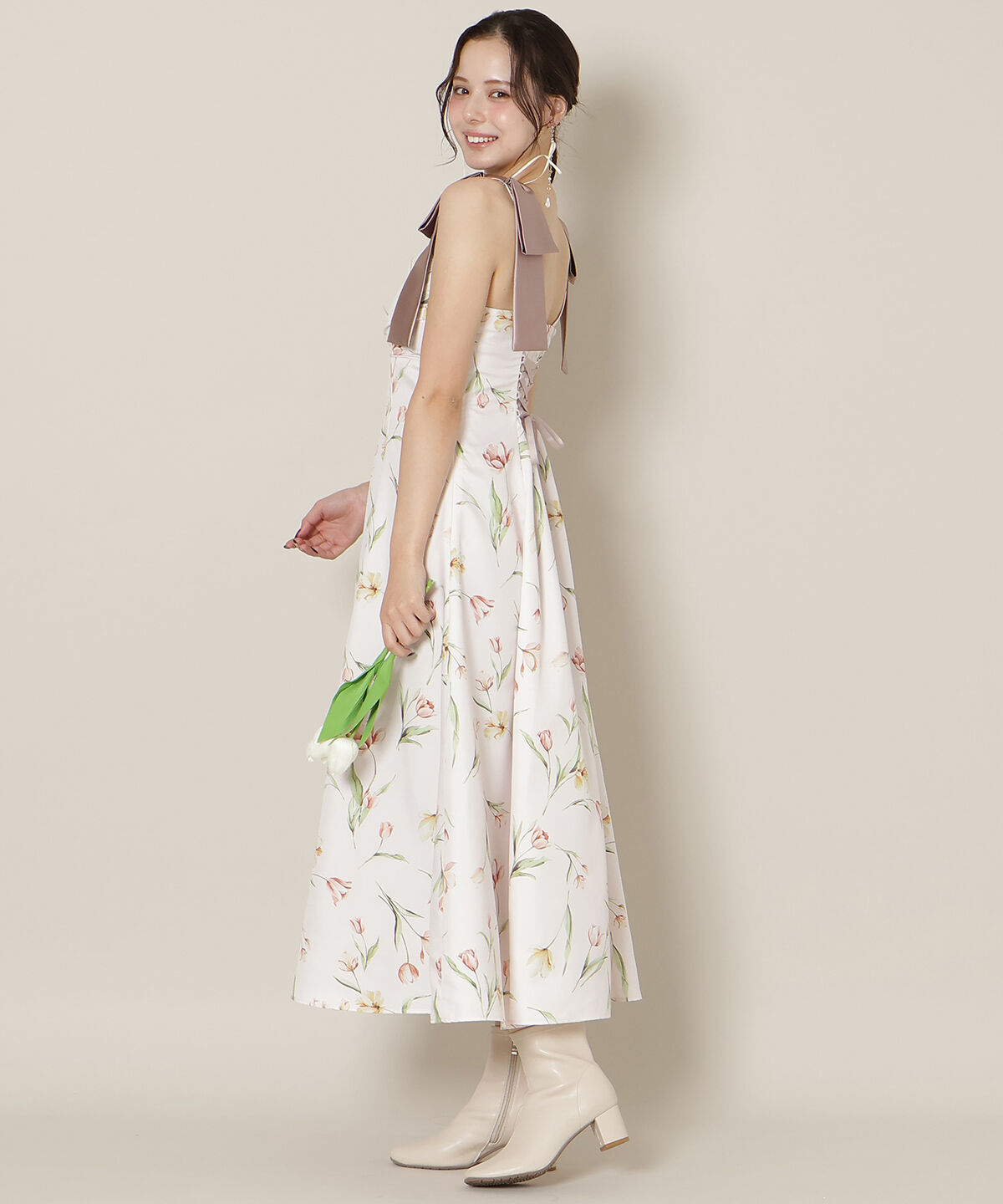 WILLSELECTION「リボンショルダーチューリップフレアワンピース」|ワンピース|