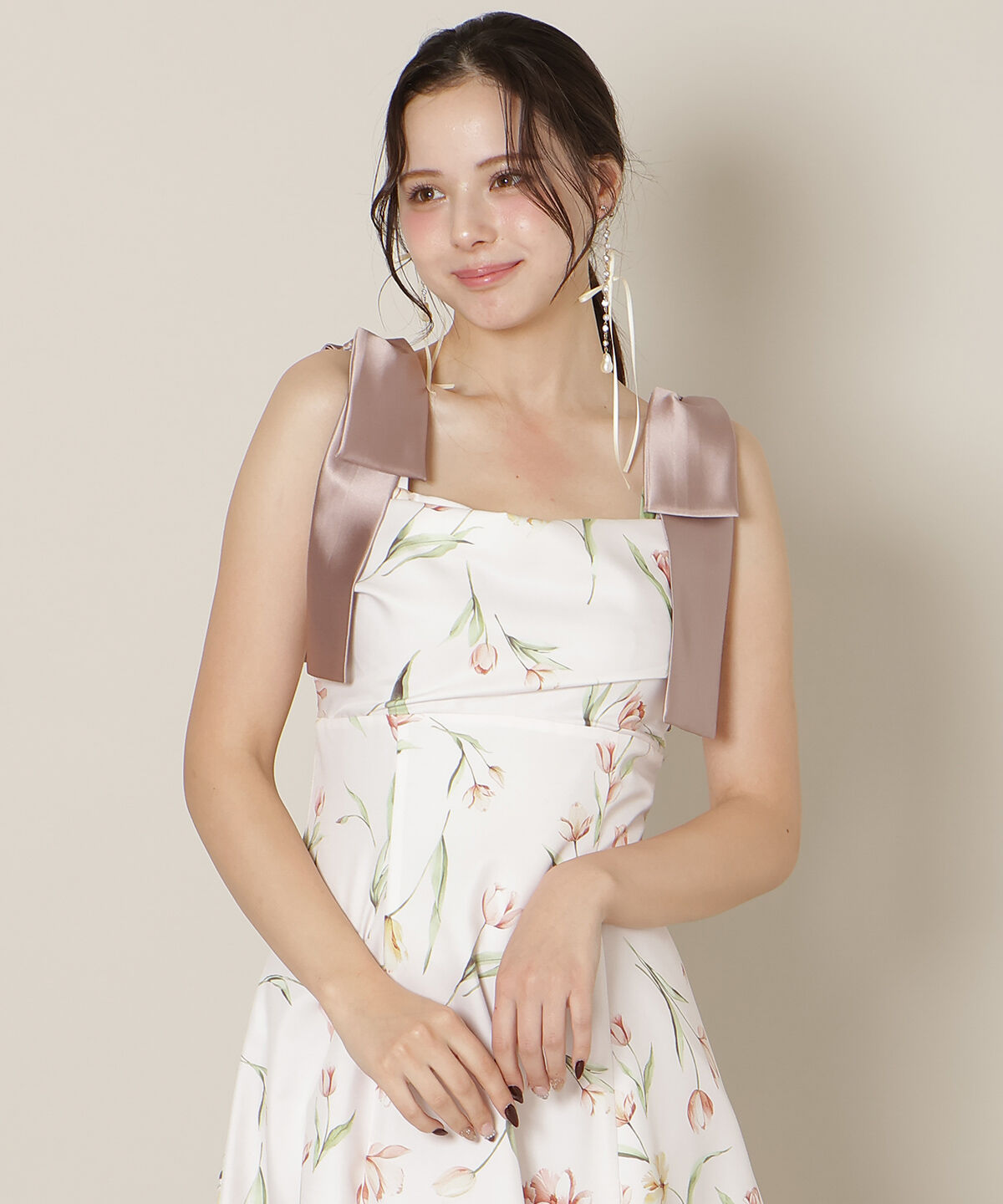 WILLSELECTION「リボンショルダーチューリップフレアワンピース」|ワンピース|