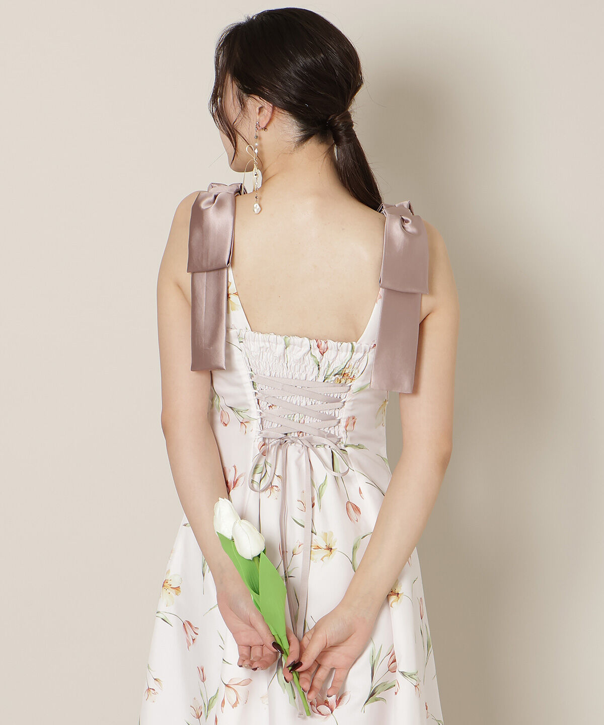 WILLSELECTION「リボンショルダーチューリップフレアワンピース」|ワンピース|