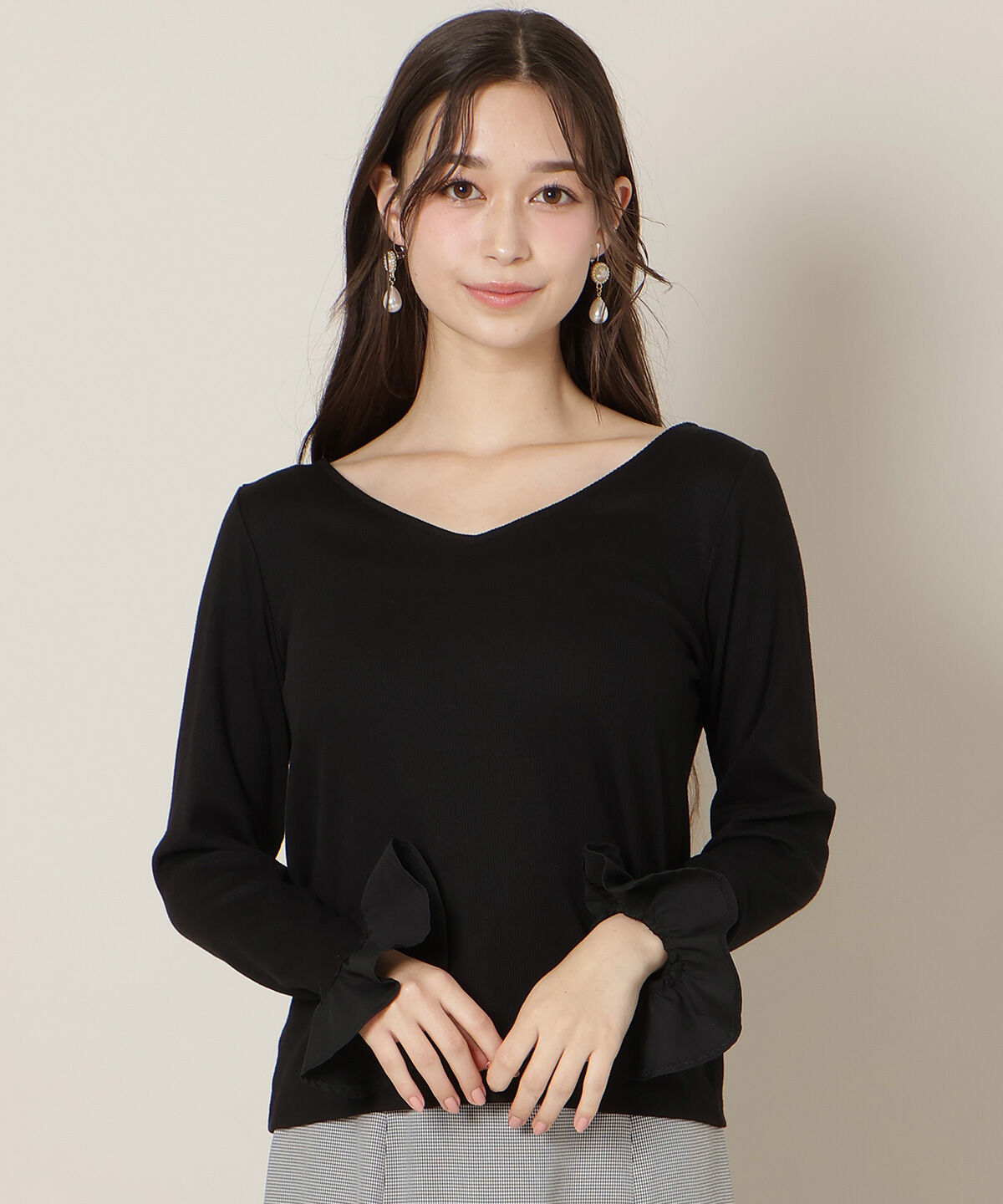 WILLSELECTION「フリルカフスインナートップス」|Tシャツ・カットソー|ブラック